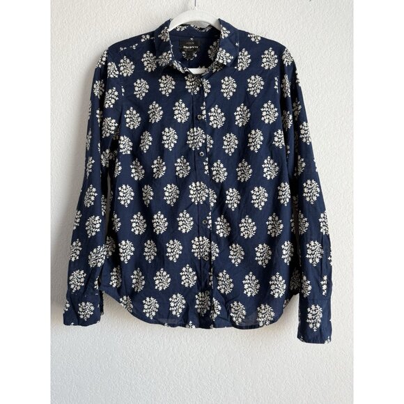 J.Crew The Perfect Button Down Poplin Long Sleeve Shirt Women’s Size 6 Navy Blue - Picture 9 of 12